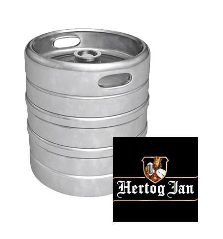 RVS biervat met Hertog Jan-logo